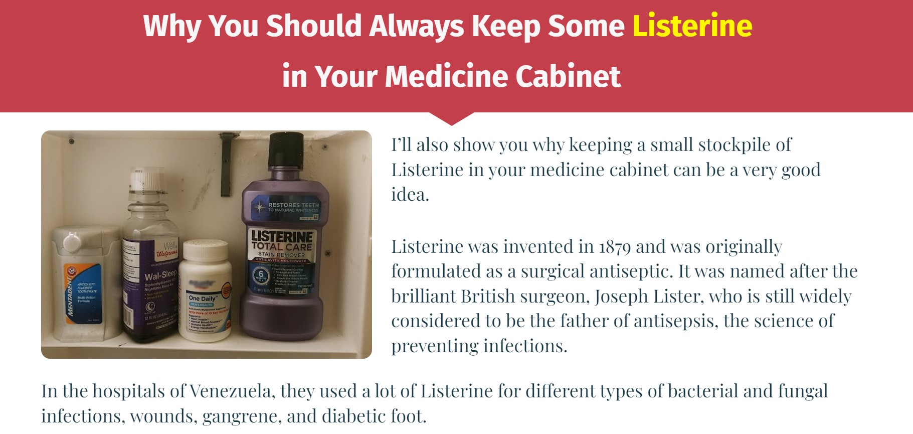 Home Doctor Book - Listerine Usage