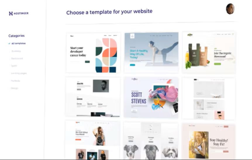 Hostinger Web Builder Templates snapshot reference