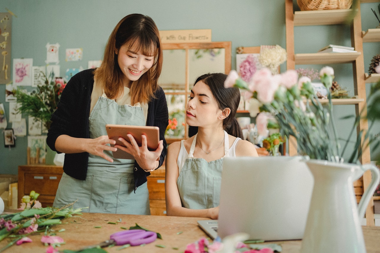 Two women talking on the improvements