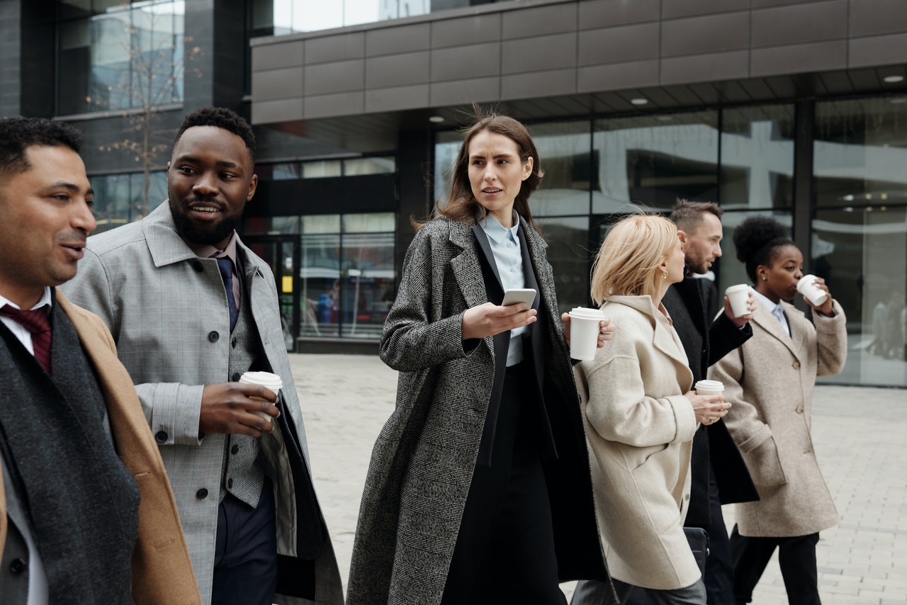 All executives walking together