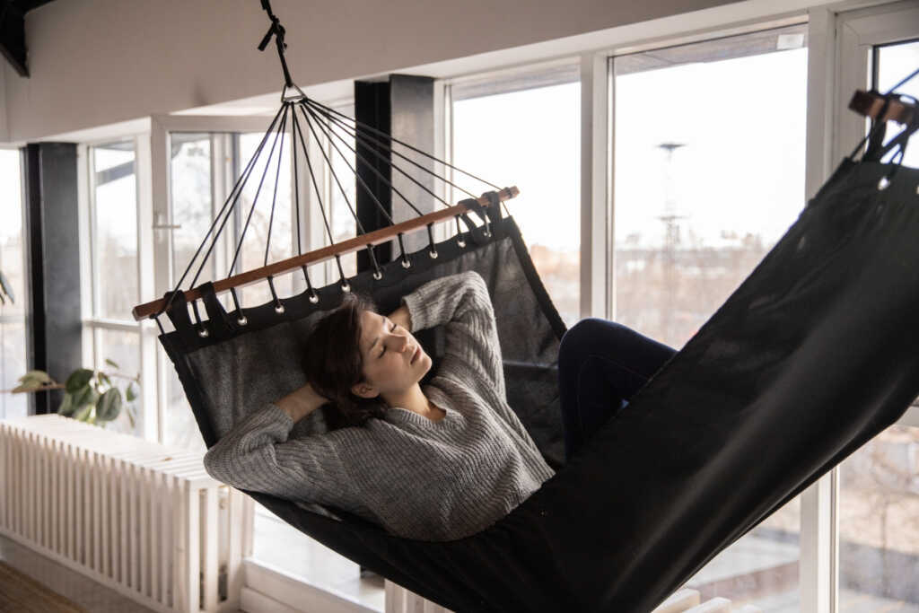 Sound sleep in a hammock