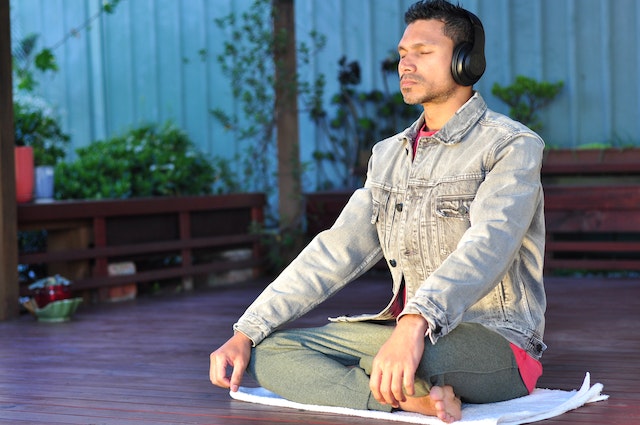 Breathwork in practice by a man