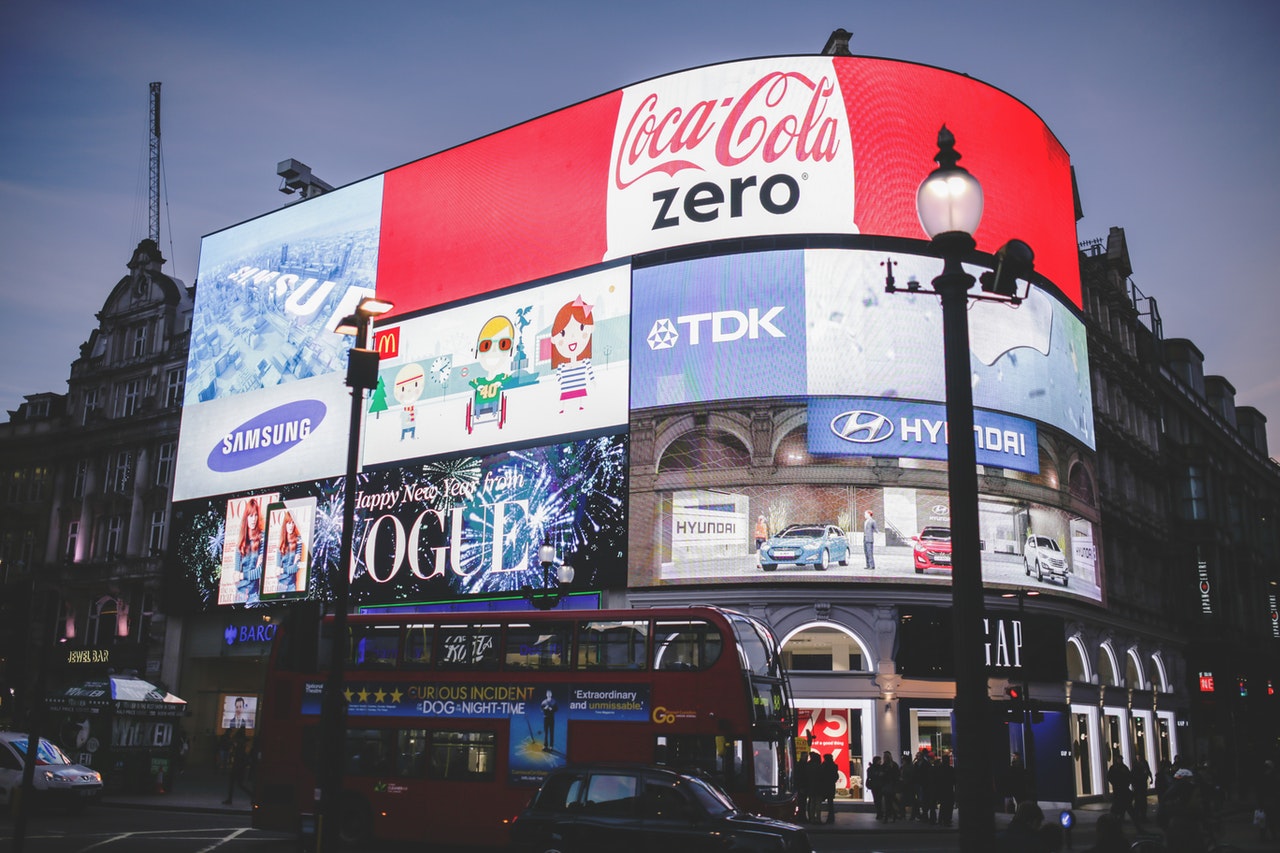 Showing outdoor billboard advertising