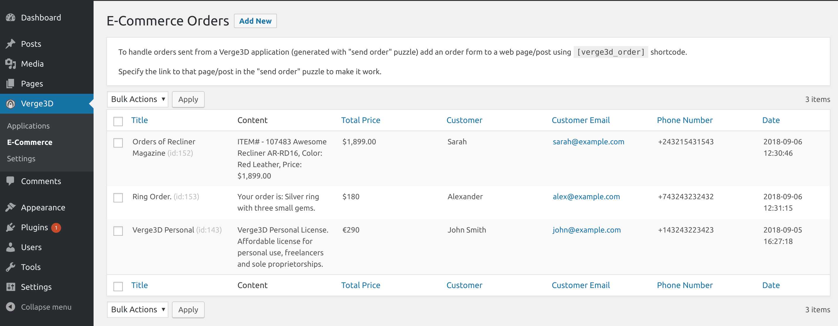 WordPress Dashboard