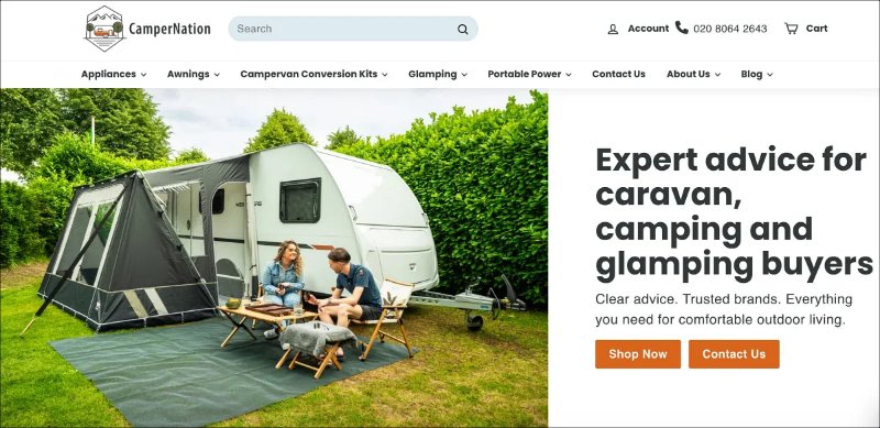 Reference Image of CamperNation Website: High-Ticket Dropshipping for Van Lifers
